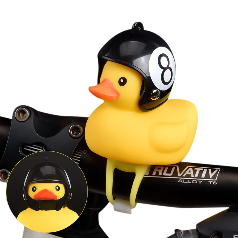 

New 1pcs Cartoon Yellow Silica Gel Little Duck Shape Bicycle Bells Shining Mountain Bike Handlebar Duck Head Light Accessories