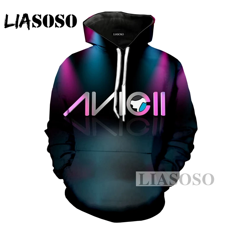 LIASOSO, Зимняя мода для мужчин и женщин, 3D принт, DJ певица Avicii, толстовка в стиле хип-хоп с длинными рукавами, толстовка, повседневный Забавный пуловер, A029-04
