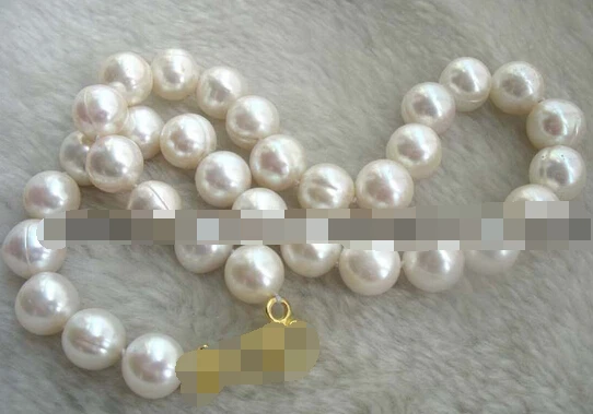 

huij 004903 freshwater pearl white 11-12mm round necklace 17" nature