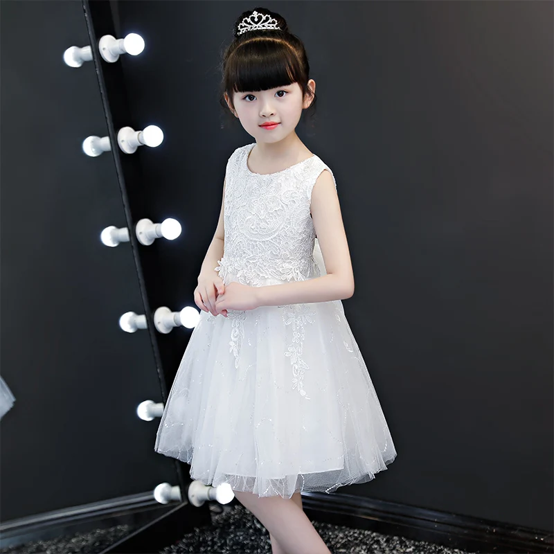 

BBZ New Girl's Dress 2019 V-neck Lace Long Princess kids Fashionable Novelty skits printing Dot Free shipping