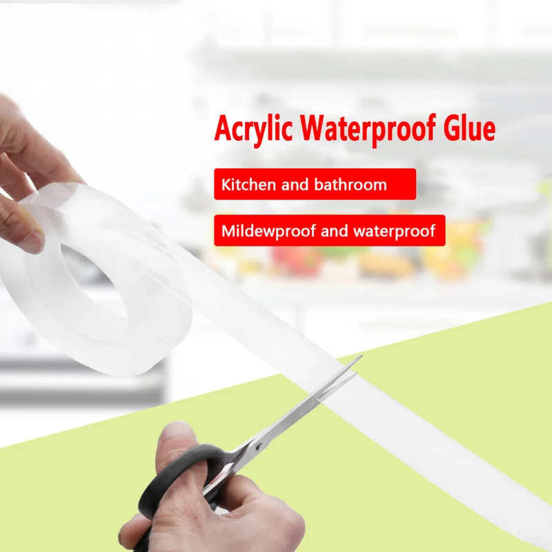 

Kitchen Sink Waterproof Mildew Strong Self-adhesive Transparent Tape Bathroom Toilet Crevice Strip Pool Water Sticky Glue Seal