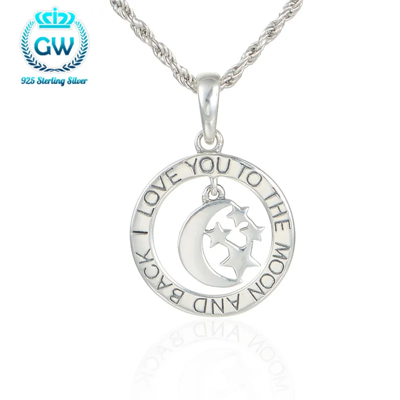 

I Love You To The Moon And Back Charm Pendant Necklace Best Friends Pendant Brand GW Jewelry Pety010