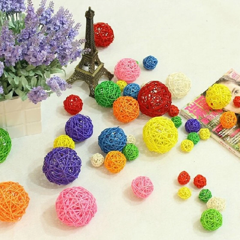 10PCS 5CM Colorful Rattan Balls DIY Sepak Takraw Christmas Wedding
