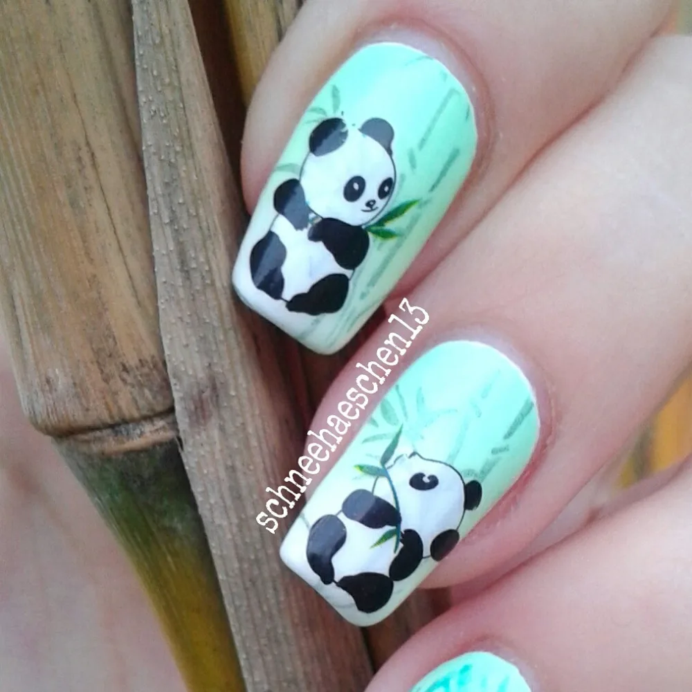 1 Sheet Cute Panda Nail Art Water Decals Vivid Feather Pattern 1 Sheet Cute Panda Nail Art Water Decals Vivid Feather Pattern
