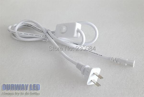 

Chinese 2 pins plug with1.5m cable for Integrated T5 T8 socket Led Tube PVC round electric wire with switch