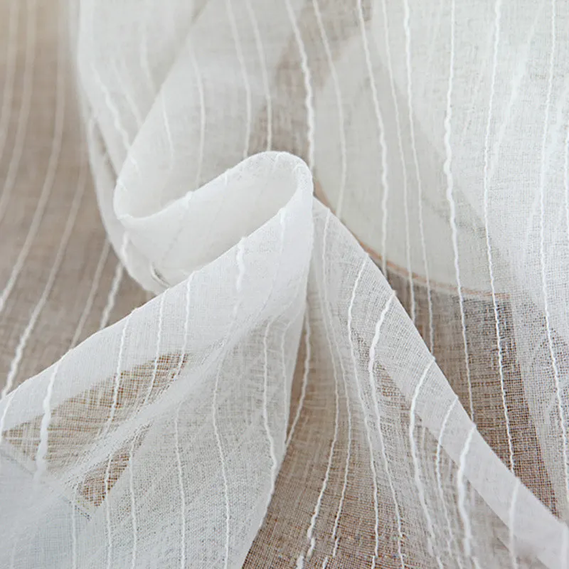 White Tulle Серая клетчатая льняная Роскошная занавеска s Современная Гостиная плотная шторка в спальню жалюзи двери занавеска драпировка отвесный Тюль WP215-30 - Цвет: White Tulle