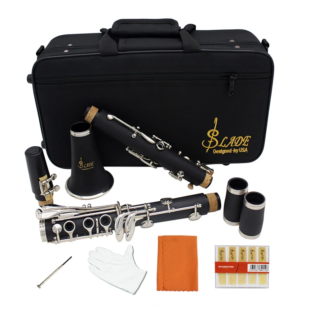 

17 Key Bb Flat Soprano Clarinet Nickel Plating Exquisite with Cleaning Cloth Gloves Durable Musical Instruments