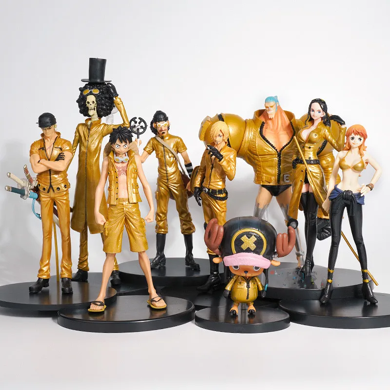 

9 PCS/SET Cartoon ONE PIECE Monkey D Luffy Tony Tony Chopper Nami Theater Gold Edition PVC Figure Collection Model Toy M1688