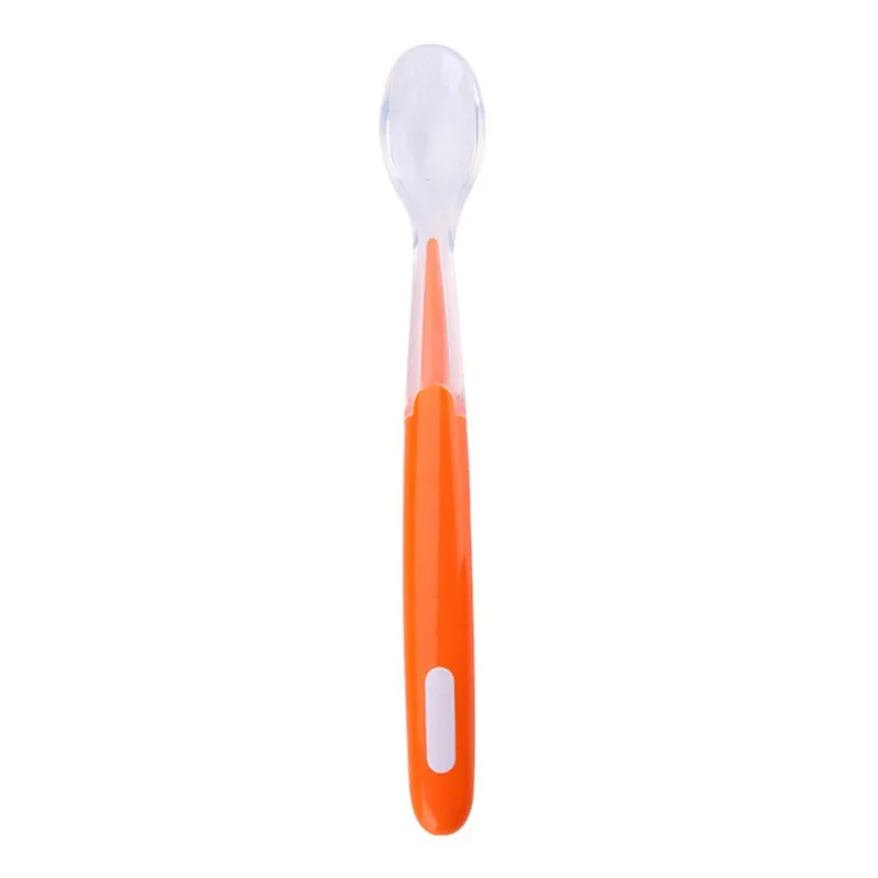 Прозрачный мягкий безопасный нетоксичный силиконовый гель для кормления детей ложка ручка столовые приборы посуда 4 цвета
