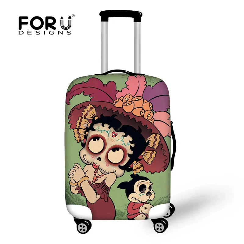 

FORUDESIGNS Customade Travel Luggage Protective Cover,Skull Dust Covers to 18-30 inch Case Elastic Waterproof Suitcase Cover