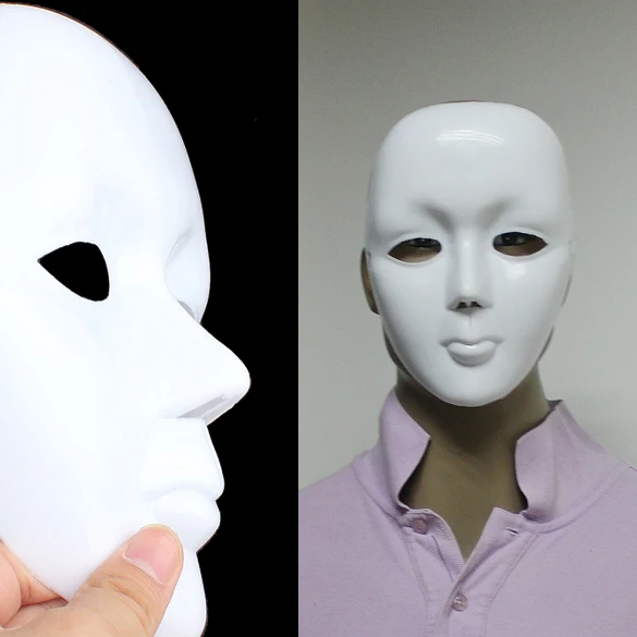 Страшная пластиковая белая маска, карнавальный костюм, маска на Хэллоуин, Маскарадная маска на все лицо, сделай сам, МИМ, косплей, реквизит, украшение на Хэллоуин