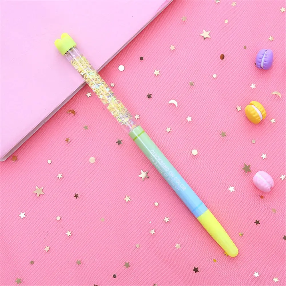 1pc Fairy Quicksand Gel Pen Cute Stationery Stars Heart Sand Glitter Signature Pens Kid Gift 0.5mm Black Ink Writing Instrument - Цвет: yellow