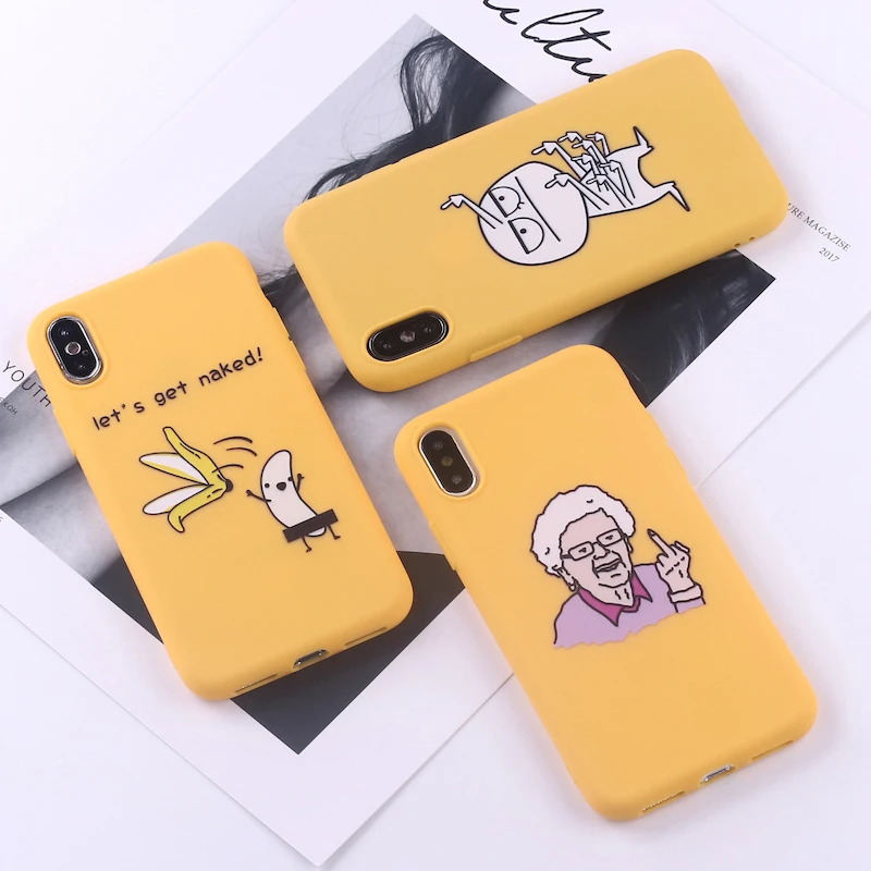 

Memes Cartoon Finger Funny Banana Soft Silicone Candy Phone Case Fundas Coque For iPhone 11Pro 6 5S 8 8Plus X XS Max 7 7Plus XR