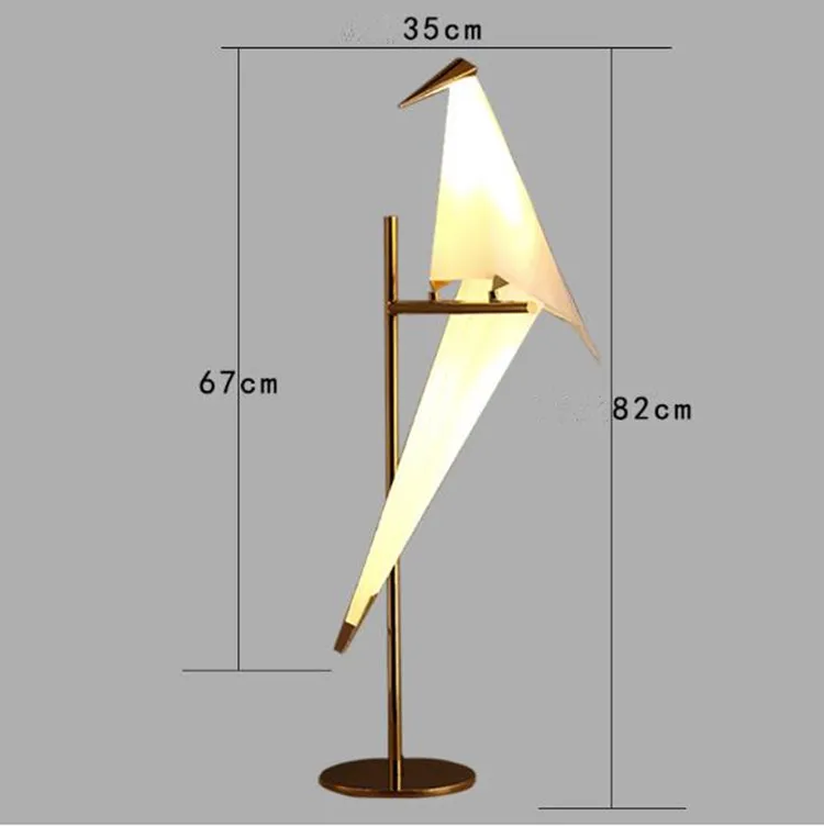 Lâmpada de pé Papel Moderno Pássaros Estúdio Sala Estar Crianças Estudo Cama Lado Origami Ouro Lâmpada Assoalho Luminárias 11 Luminárias de pé