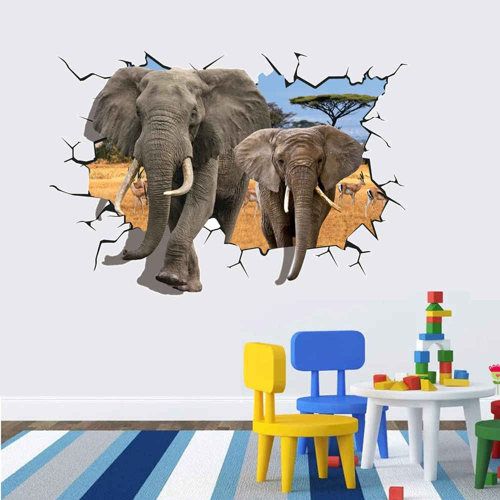 

Personality 3D Wall Stickers Big Elephant Animais PVC Muurstickers Zoo Animal Wall Poster for Sofa Backdrop Decor OO-033