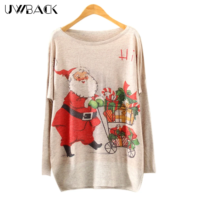 

Uwback Christmas Xmas Sweater Women 2017 new winter batwing sleeve women pullovers Deer print knitted Jumper women tops TB790