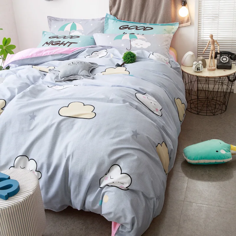 Brief grey Bedding set 100 Cotton Duvet cover Bed Sheet font b Pillow b font case