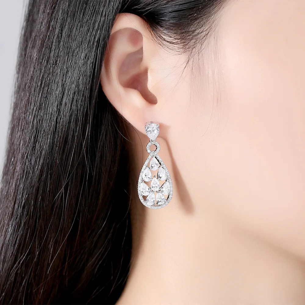 Новые серьги слезы ангелов Серьги Silver Crystal Clear Цвет капли воды для Для женщин