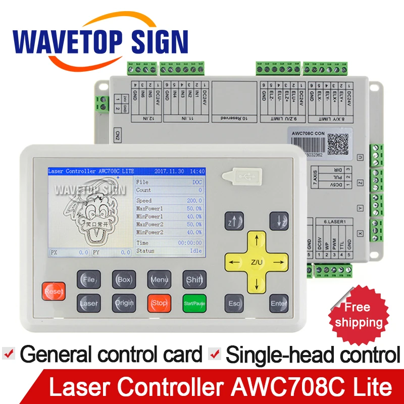 

WaveTopSign Trocen Anywells AWC708C Lite CO2 Laser Controller System For Co2 Laser Engrave Machine and and Cut Machine