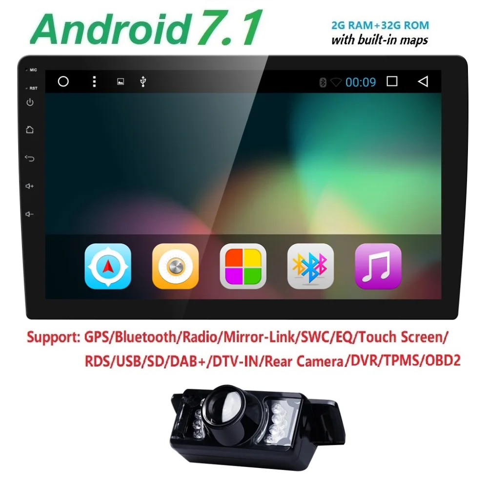 

10.1 QuadCore 2Din Android 8.1 dvd automotivo para carro Fit Universal Car Radio Audio Stereo GPS 4GWiFi SWC DVR BT DTV DAB OBD2