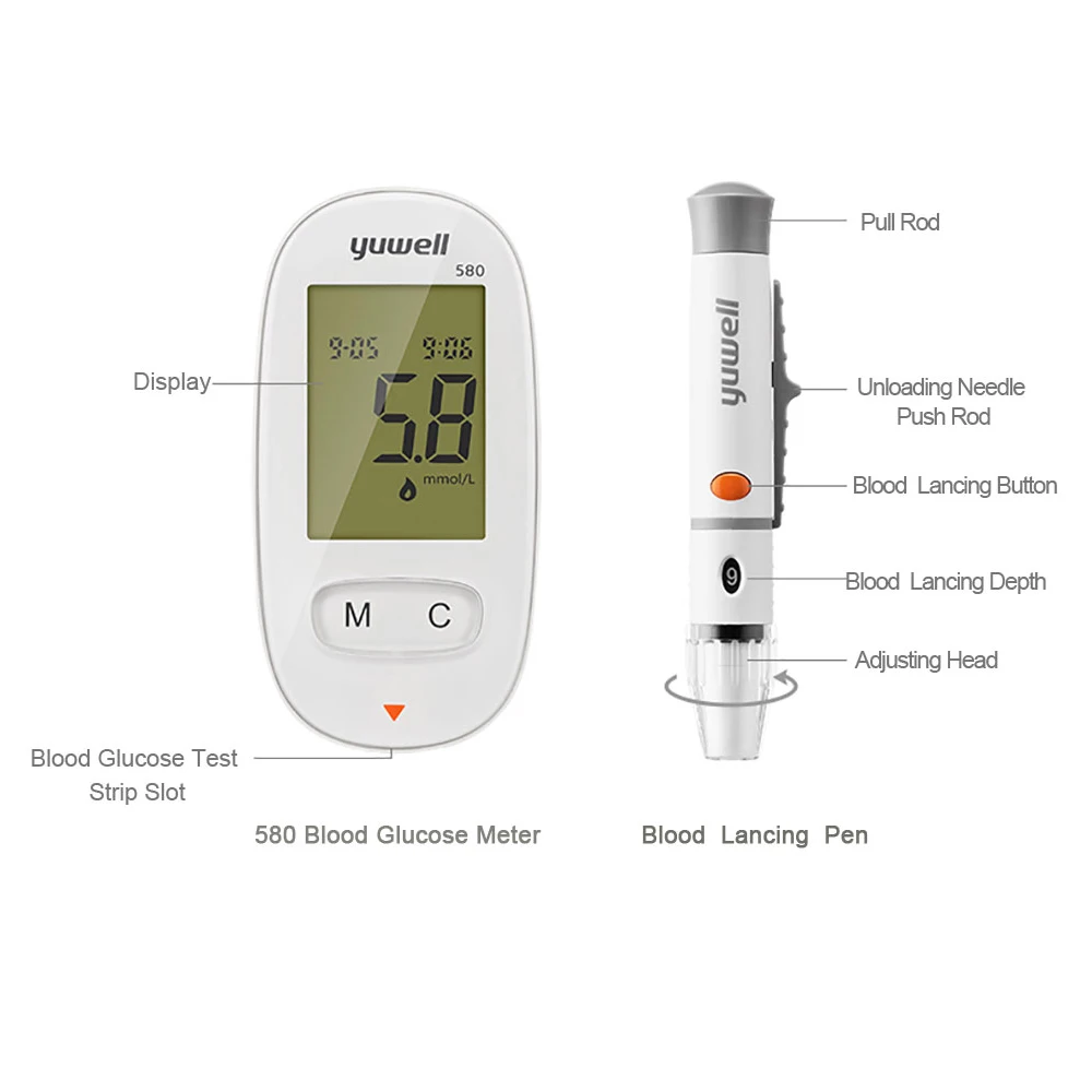 YUWELL-Blood-Glucose-Meters-Glucometer-And-Test-Strips-Lancets-For-Diabetics-Glucose-Meter-580 (1)