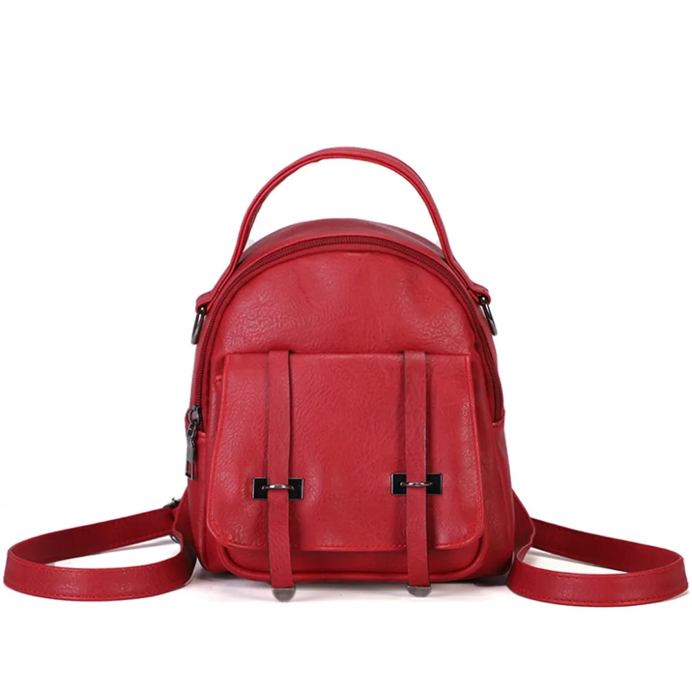 

Fashion 2019 Backpack Women's PU Leather Solid Color Double Shoulder Bag Zipper Laptop Retro Travel School Simple Bag M10 M7