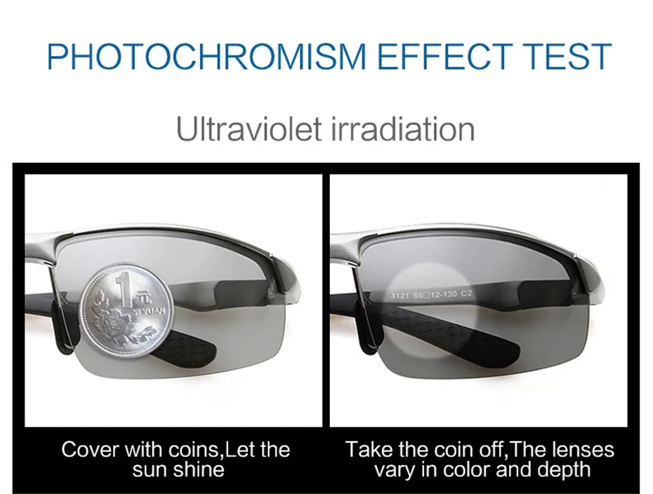 Моракот фотохромные очки Для мужчин поляризационные обесцвечивание солнечные очки для вождения антибликовое очки UV400 P003121