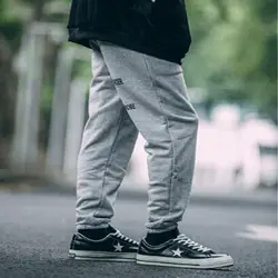 Новая весна Японский ретро колледж мужчин Эластичный High Street Хип-хоп свободные эластичный пояс случайные черные мужские брюки повседневные