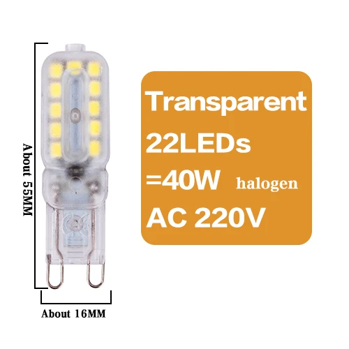 G9 G4 светодиодный кукурузная лампа люстра светильник Точечный светильник 110V 220V COB 14 светодиодный s 22 светодиодный s 30 светодиодный s SMD 2835 заменить 20 Вт, 30 Вт, 40 Вт, 50 Вт галогенная лампа светильник - Испускаемый цвет: G9 Transparent 22LED