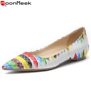 

MoonMeek 2020 new shoes woman pointed toe shallow low heels shoes mixed colors Internal elevation female shoes women pumps shoes