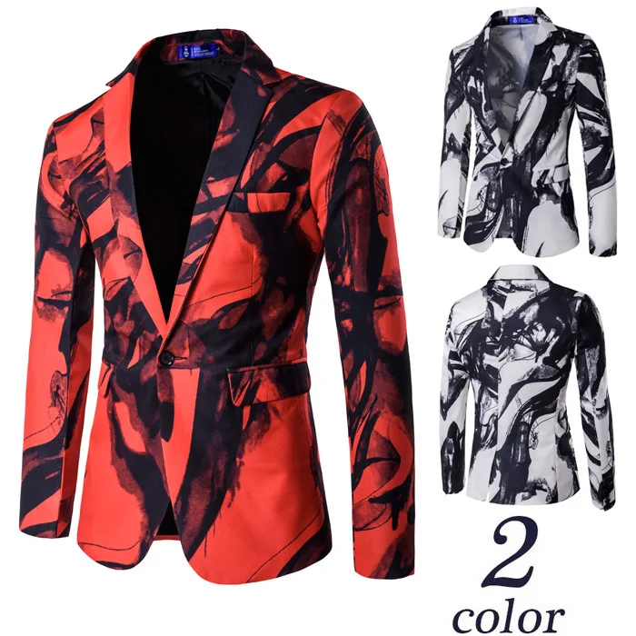

Stylish Pattern Casual high-grade Blazer Men Suit Jacket British Gentleman Wedding Grooms Slim Fit Fashion Dropshipping top Coat