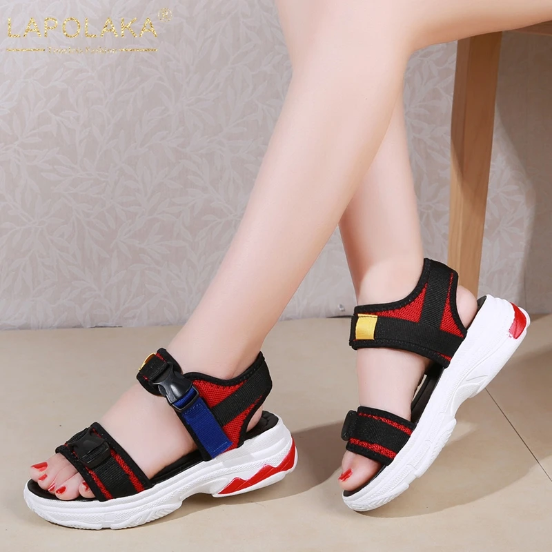 

Lapolaka 2019 Ins hook&loop Summer Sneakers Sandals Leisure Flat Comfortable Soft Light women's Shoes Sandals Woman