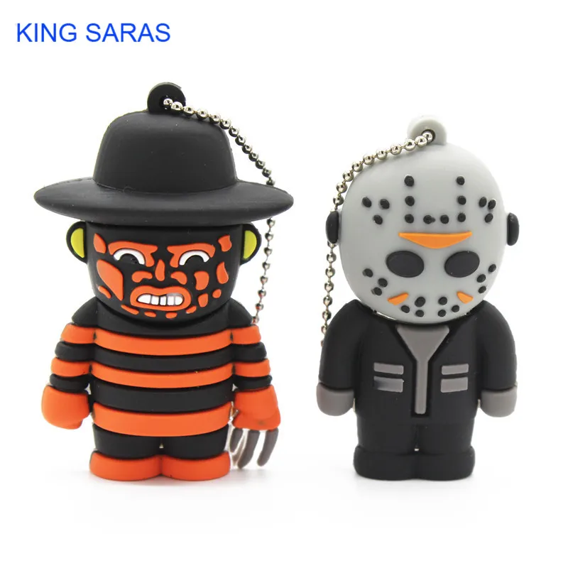 

KING SARAS 100% real capacity terror cartoon Freddy Jason Ghost King Friday 13th new Beetle flash drive usb 2.0 4GB 8GB 16GB 32G