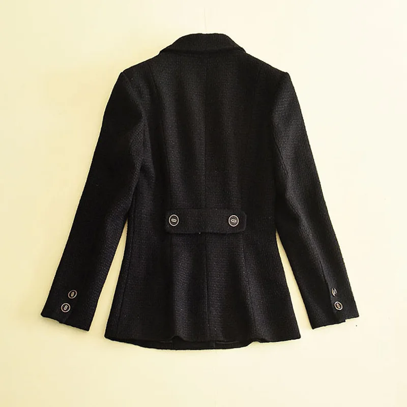 Liu Wen 2019 Spring New Women's Black Fashion Short Temperament Button Slimming Coat Women Ol Black Women Jacket Suit Clothes