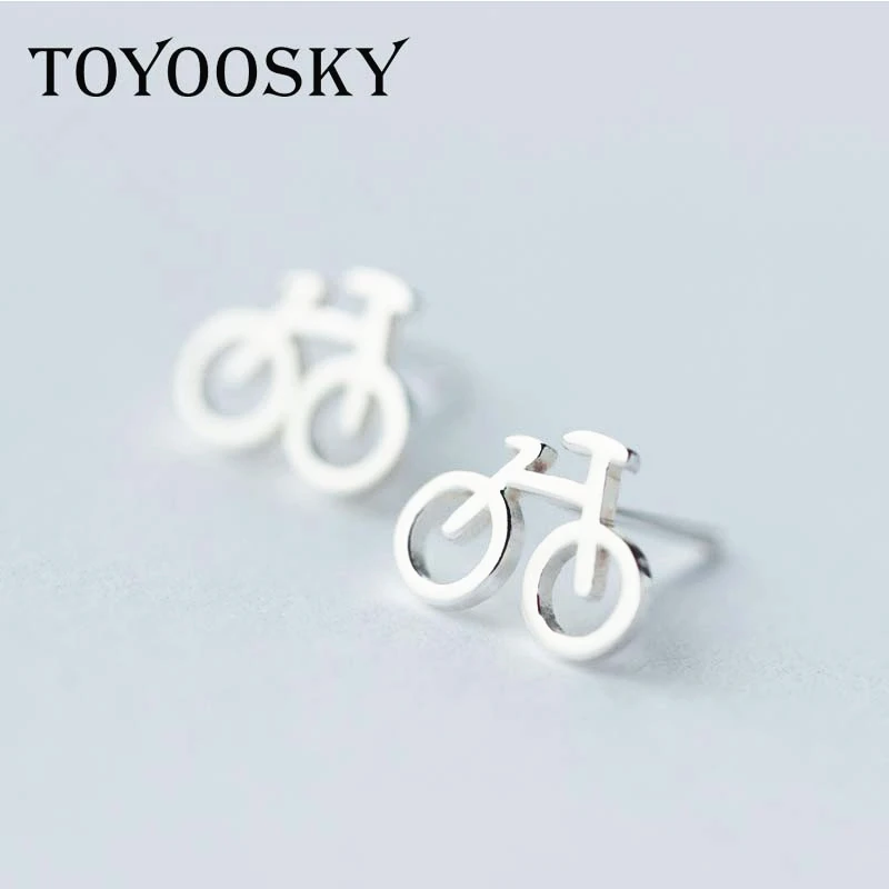 Велосипедные серьги-гвоздики для женщин и девочек из чистого серебра 925 пробы, винтажные модные серебряные ювелирные изделия