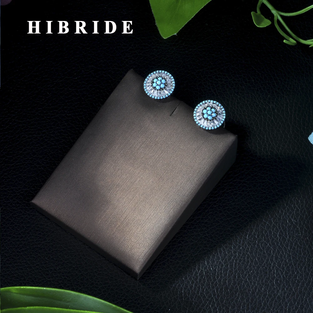 

HIBRIDE 2019 New Fashion Black Gun Color Big Cubic Zirconia Ice Flower Stud Earrings For Women Jewelry Gift E-231