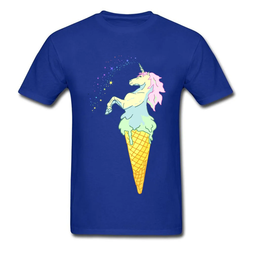 DesignStreet Short Sleeve Tops & Tees Summer Wholesale Crew Neck 100% Cotton T-Shirt Mens Tshirts ice cream unicorn  ice cream unicorn blue