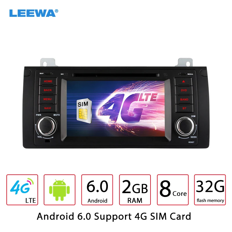 

LEEWA 7" Android 6.0 (64bit) DDR3 2G/32G/4G LTE Octa Core Car DVD GPS Radio Head Unit For BMW 3 Series E39/X5 E53/M5/Range Rover