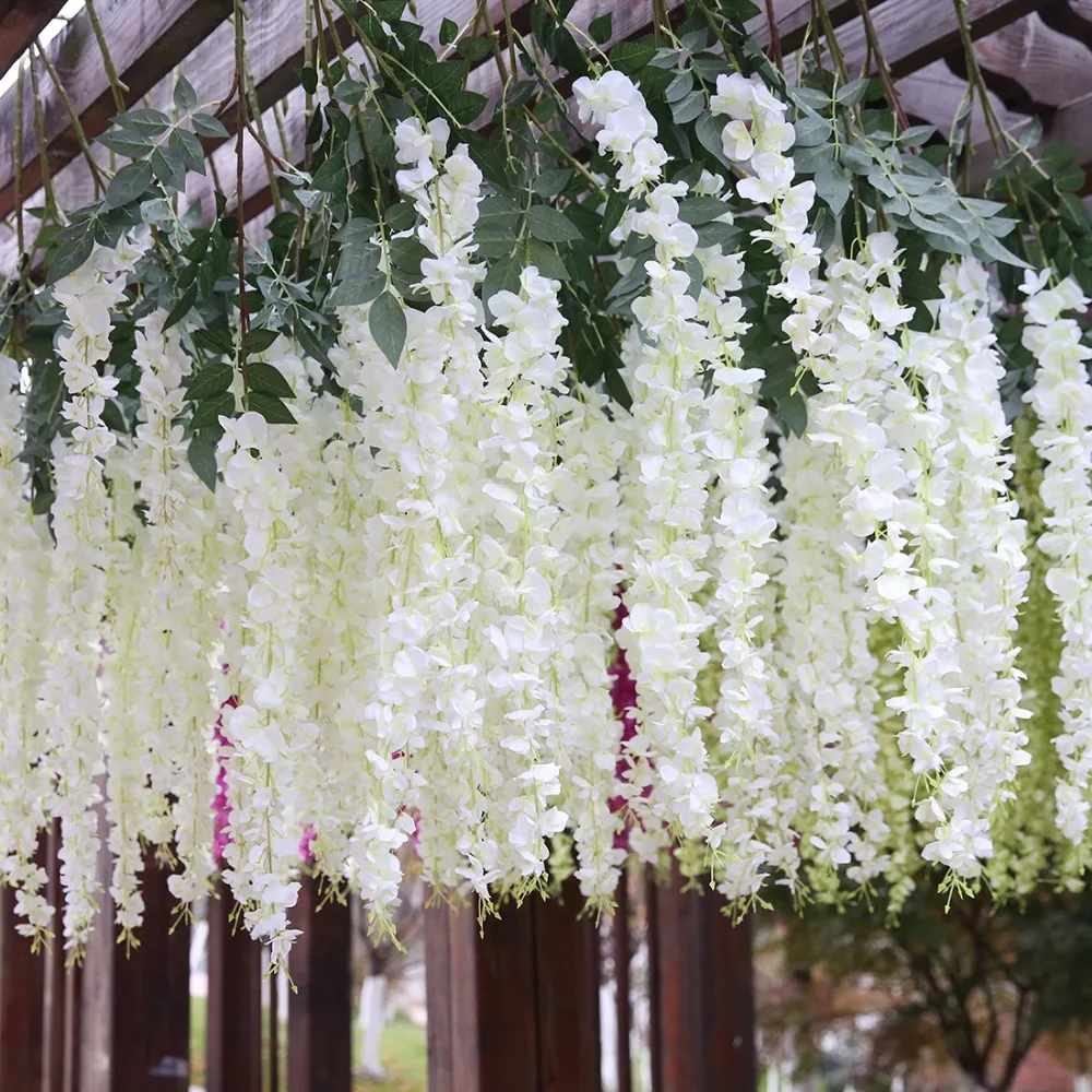 Wisteria Artificial Flowers High Quality Home Decoration Fake Flowers Leaves 12pcs/lot fleur artificielle sztuczne kwiaty