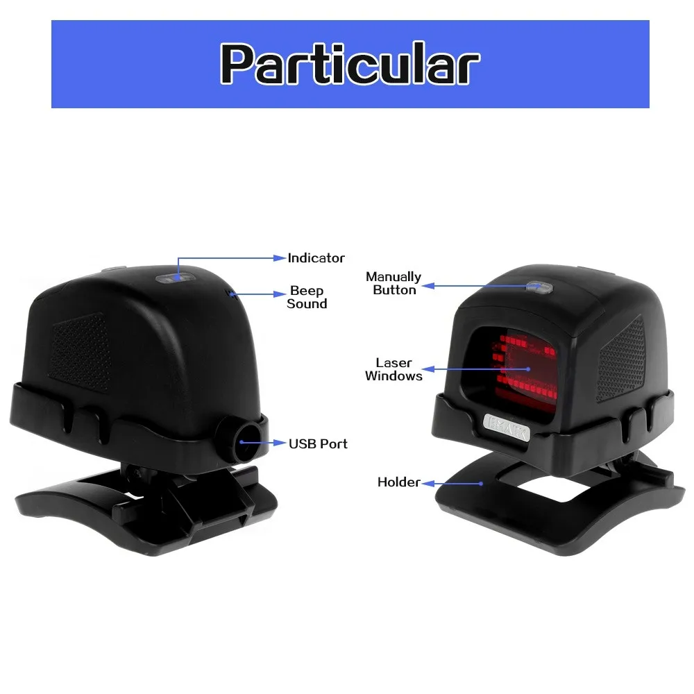 احادي 1D/2D CCD صورة ليزر ماسح الباركود لسوبر ماركت USB POS قارئ باركود فحص السيارات