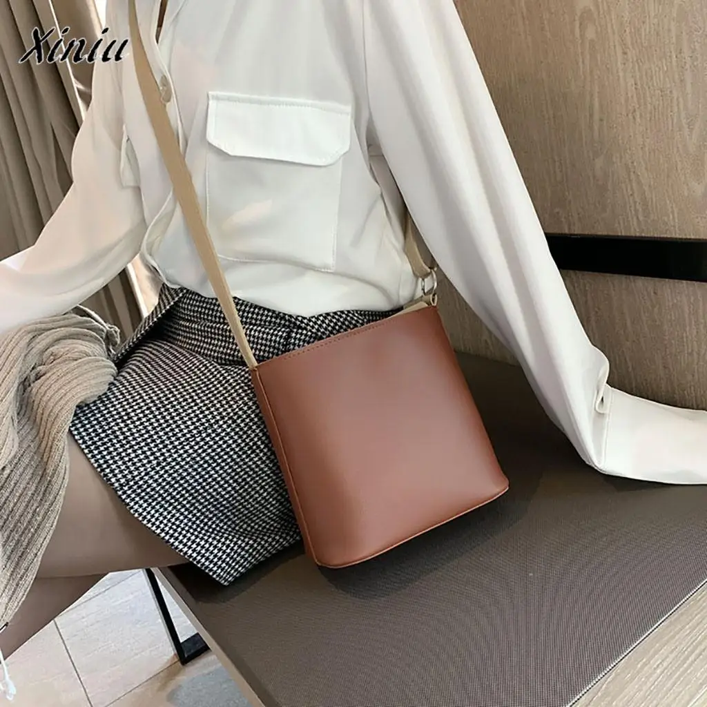 

xiniu Bags For Women Solid Flap Fashion Messenger Bag Women Large Capacity Versatile Bucket Wide Shoulder Strap Bag #w35