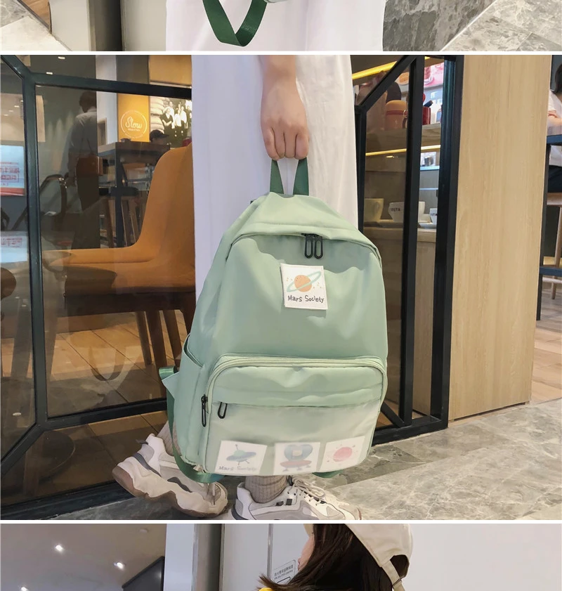 DCIMOR Waterproof nylon Women Backpack Female Transparent Front-pocket Travel Backpack Detachable student schoolbag book Mochila