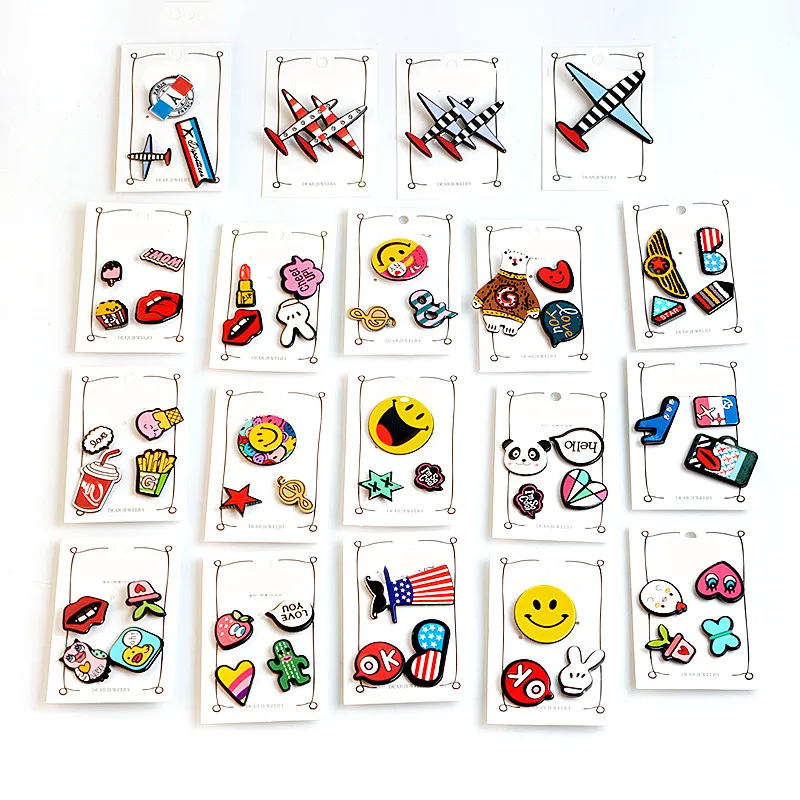 

1-4 pcs/set Creative Cartoon Bear Panda Heart Music Note Smile Airplane Brooch Button Pins Denim Cloth Pin Badge Jewelry Gift