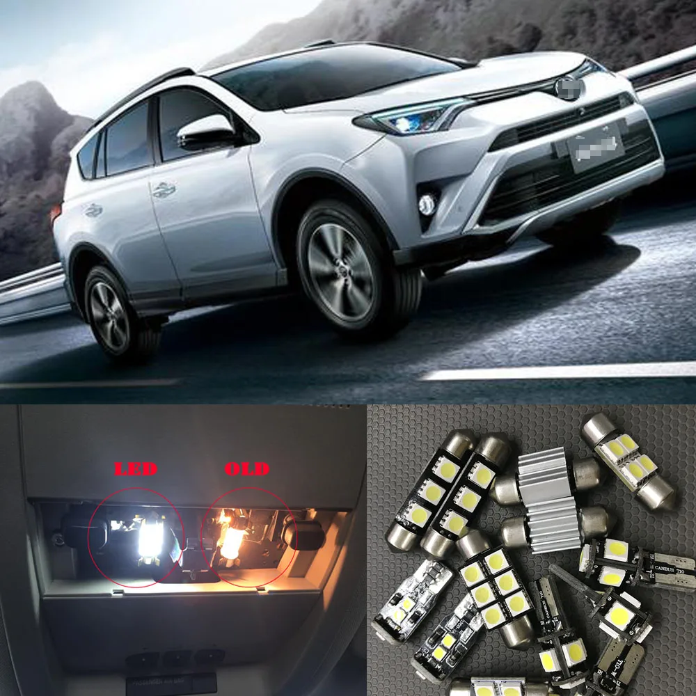 

For Toyota Rav4 Led Interior Lights Bulbs Kit Car Lamp White 2007-2018 10Pcs