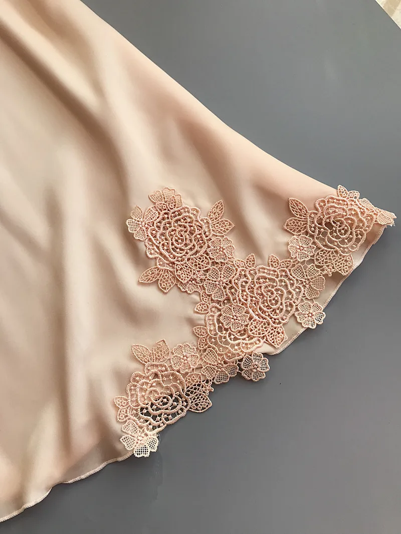 Jerrinut Summer Sleepwear Nightgown For Women Sleeveless Sexy Lace Silk Night Dress Sleepshirt With Chest Pad Homewear Nightie  4