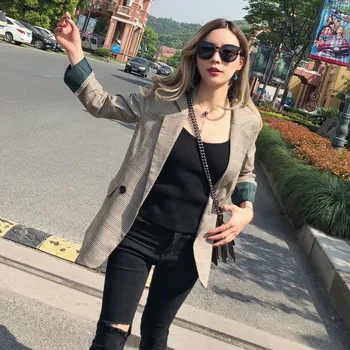 

Women Plaid Blazers and Jackets New retro Korean version of the casual plaid small suit jacket female suit short paragraph
