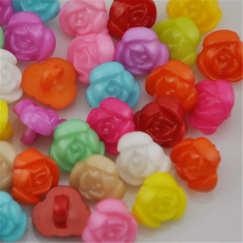 

10/50/100 pcs 10mm Rose Plastic Button backhole Baby Sewing lot Mix PT40