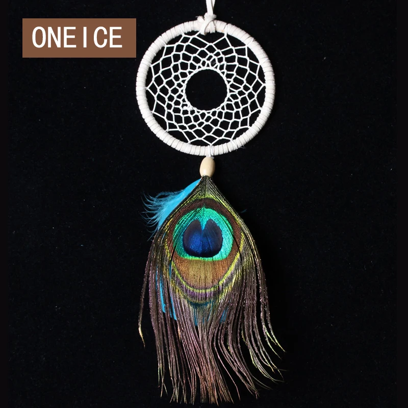 

Exclusive pure handmade Peacock feather dream catcher Car Brooches christmas decorations for home