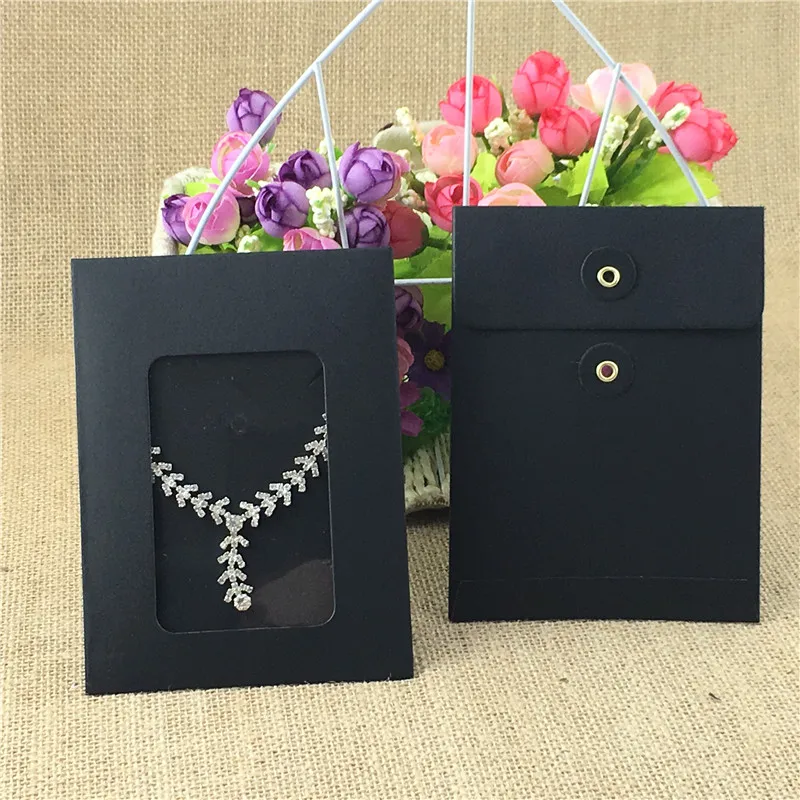 50 комплекты 14x10,5 см пустой конверт пвх пакеты с окном для Цепочки и ожерелья отображает Jewelry аксессуары упаковка мешки с внутренним карты