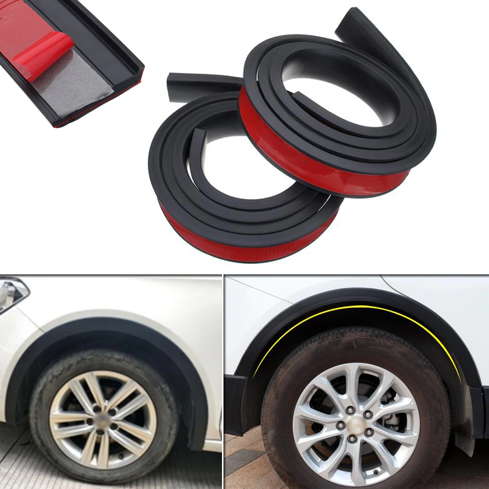 

2PCS 4.9ft Black Universal Car Fender Flares Wheel Eyebrow Styling Accessories Moulding Protector Lip Anti-Scratch Arch Trim